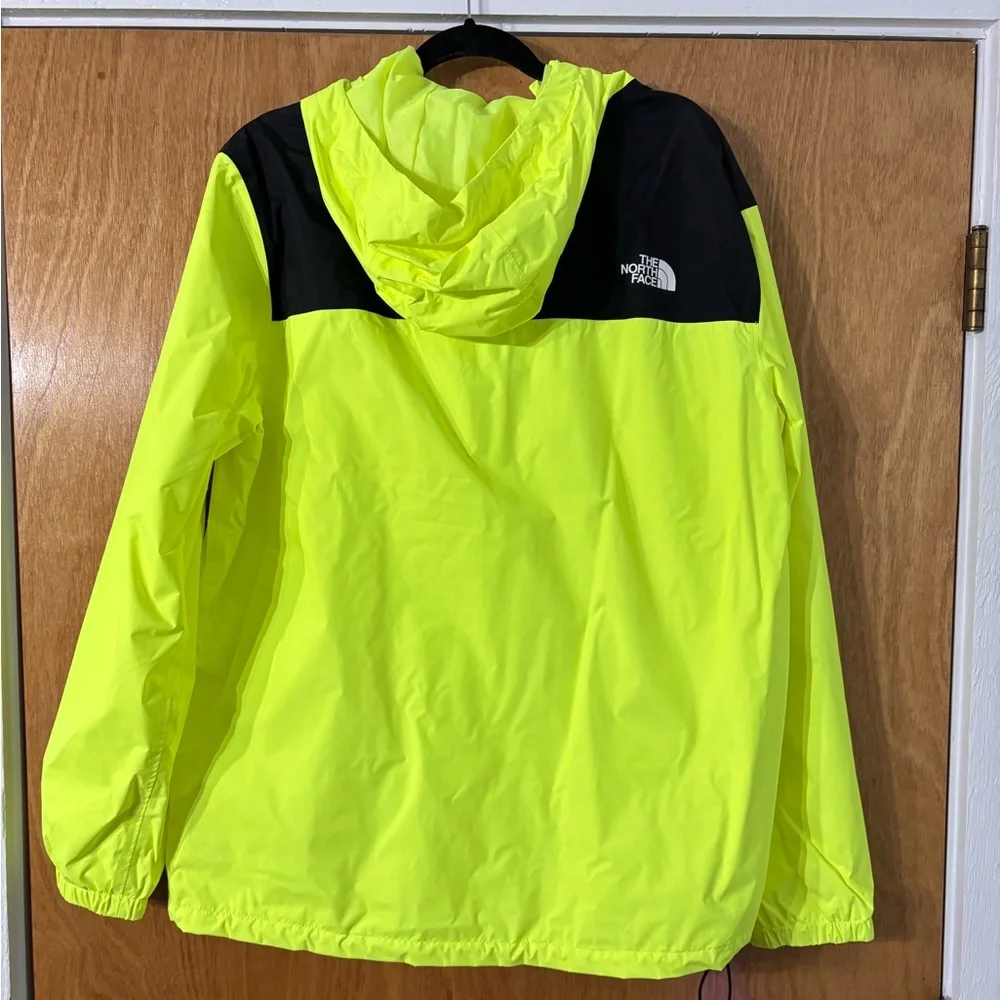 The North Face Neon Yellow and Black Windbreaker Coat